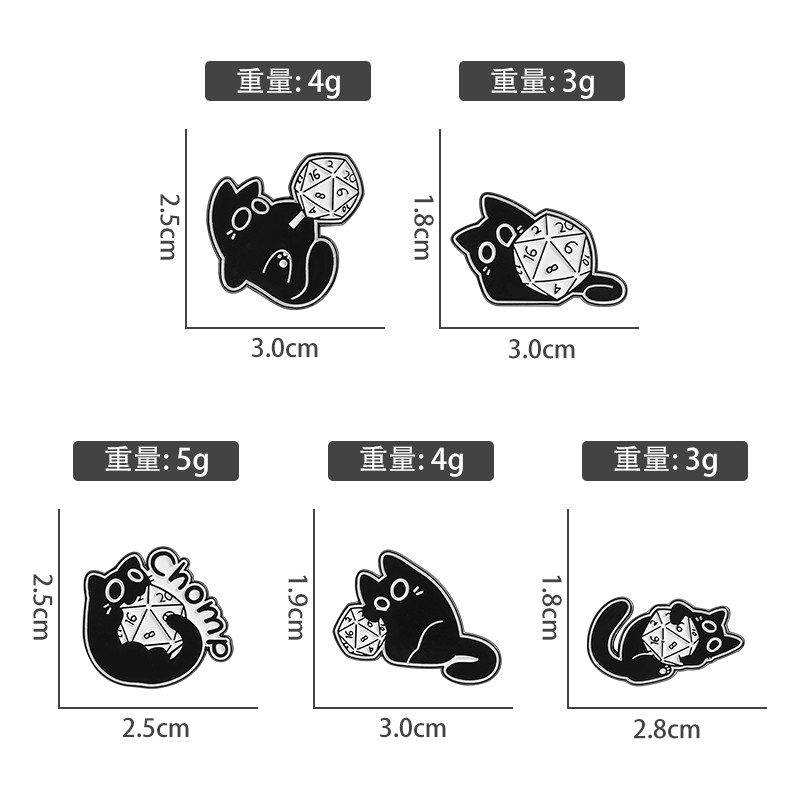 创意可爱骰子猫咪动物胸针金属徽章男女衣服包百搭胸针配饰,淘宝优惠券,粉丝福利购,淘宝优惠卷