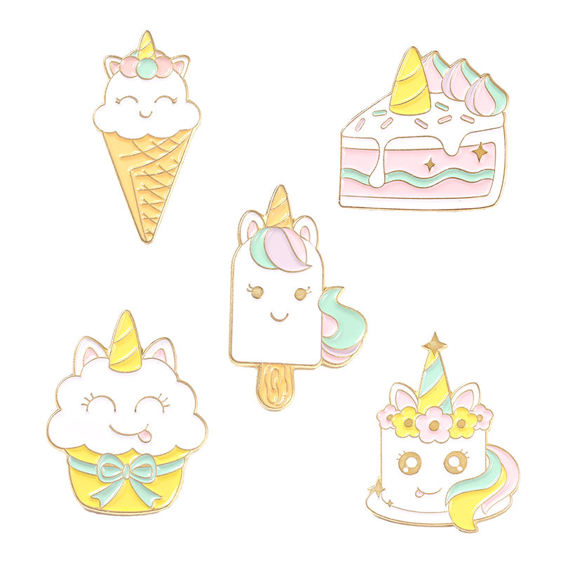 冰激淋蛋糕猫咪胸针可爱日系金属徽章卡通创意别针配饰勋章装饰品-图3