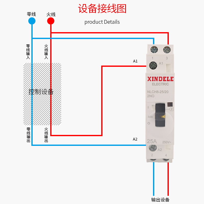 NLCH8-25A交直流带手动接触器开关DC24V AC220V1P 2P小型微型静音