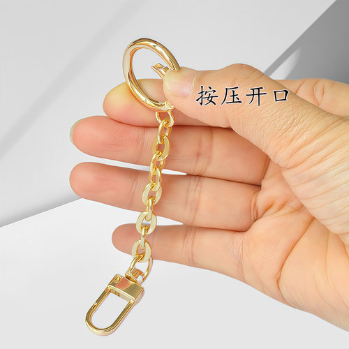 包挂饰链配件挂件金属扣金色双层圈布偶玩具链条公仔挂件链条饰品 - 图1