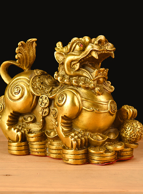 纯铜貔貅摆件聚财客厅缠金阁
