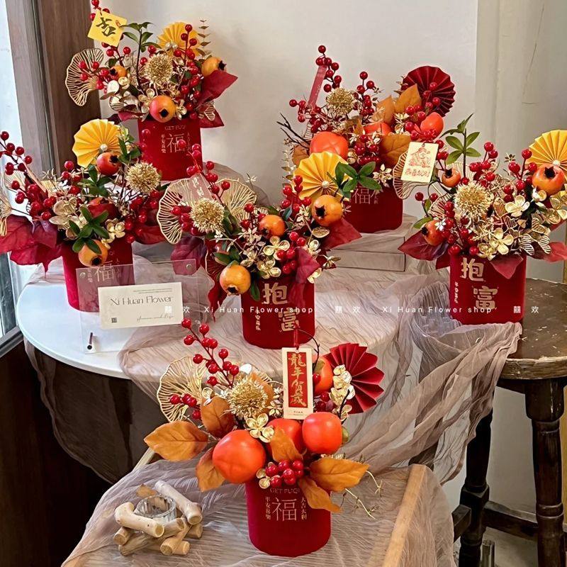 2026新款塑料防水福桶花桶绒布花盒福桶插花花店抱抱桶年宵花材料,淘宝优惠券,粉丝福利购,淘宝优惠卷