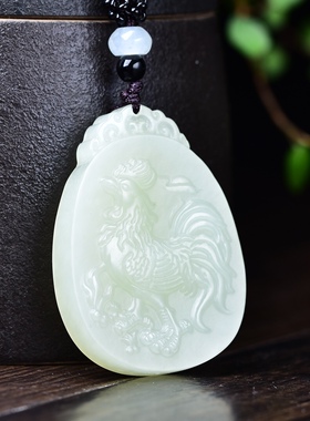 新疆和田玉羊脂玉白玉青白玉吉祥鸡生肖鸡吊坠男女款挂件玉坠玉佩