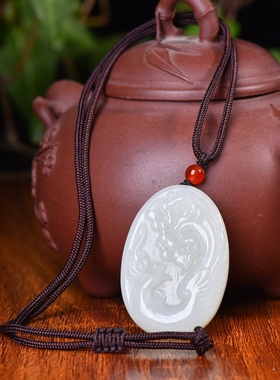 新疆和田玉羊脂玉白玉青白玉孔雀开屏玉石吊坠男女款挂件玉坠玉佩