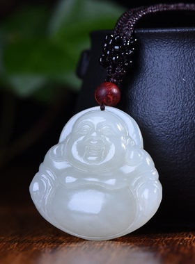 新疆和田玉羊脂玉白玉青白玉弥勒佛笑佛吊坠男女士款挂件玉坠玉佩