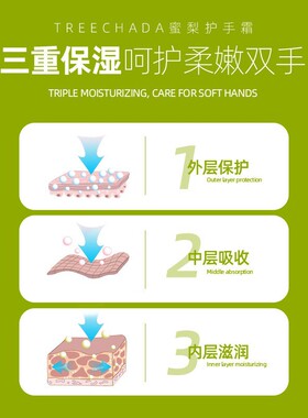 泰国进口TREECHADA蜜梨护手霜3支装防干裂水润滋润不油腻改善粗糙