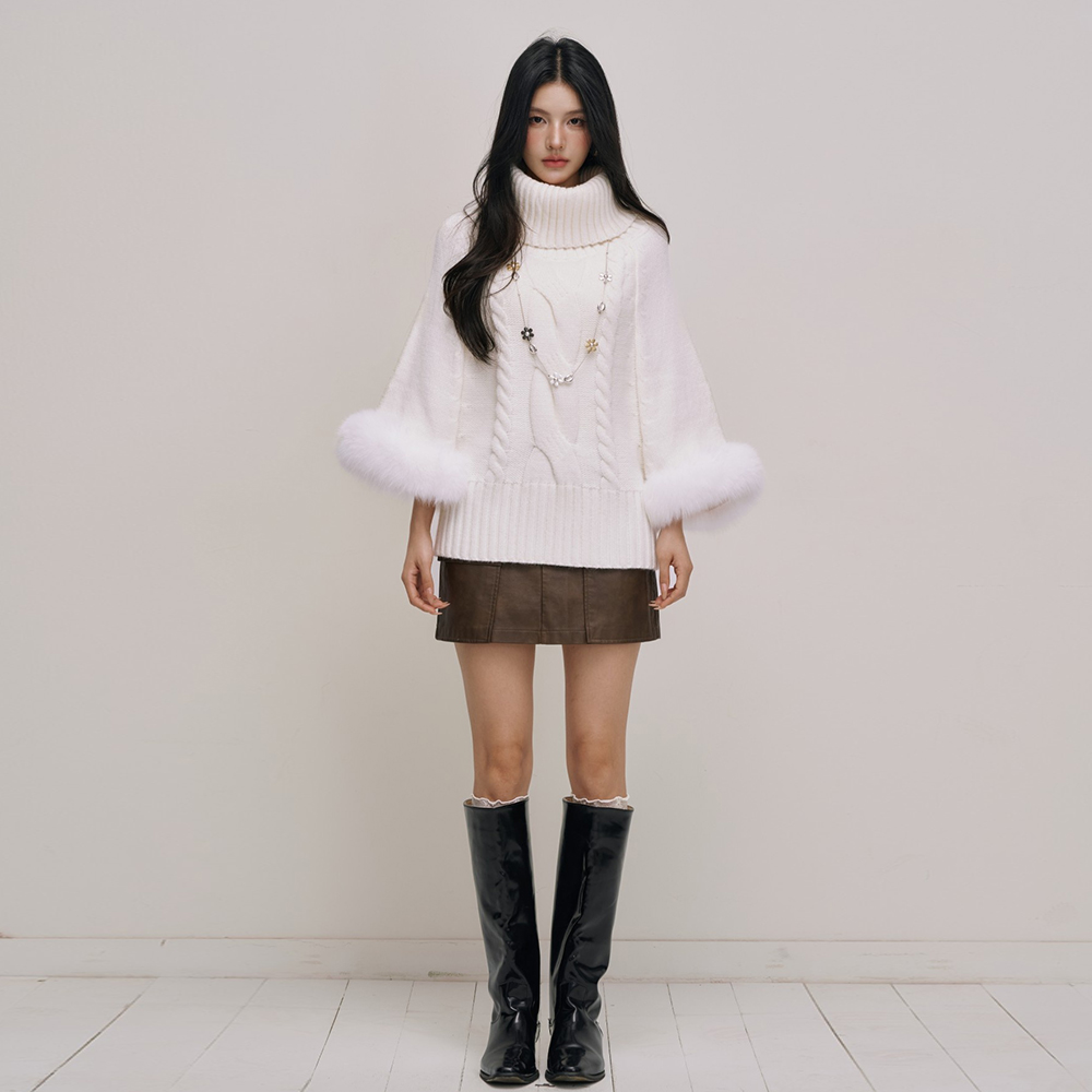 CHILL ZOEY毛衣女优雅气质雪中絮语斗篷上衣2025冬季新款官方授权 - 图0