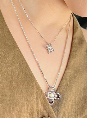 Meililove莓拉饰品十字花锁骨链