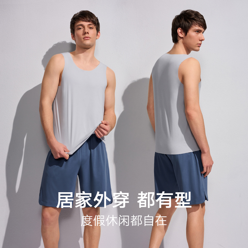 【2件装】曼妮芬男士MW1无痕白背心莫代尔圆领可打底外穿运动健身 - 图3