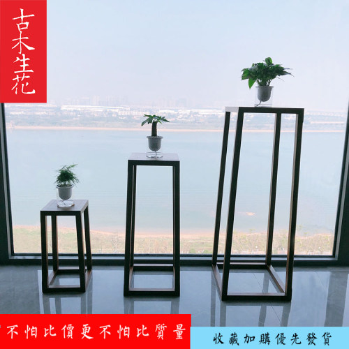 黑胡桃木花架客厅落地式置物架现代新中式原木花几室内实木盆景架 - 图1