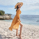 Nara one-shoulder dress for women, summer retro beach skirt, super fairy chiffon skirt, slim long skirt