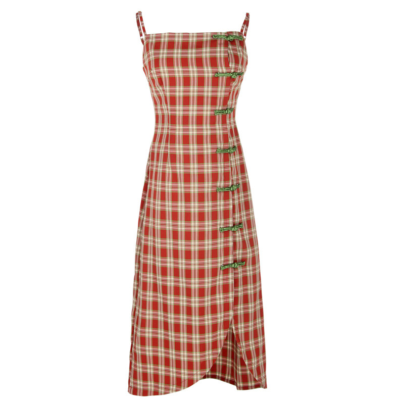 奈良格子新式旗袍改良版少女连衣裙 奈良NALEN旗袍