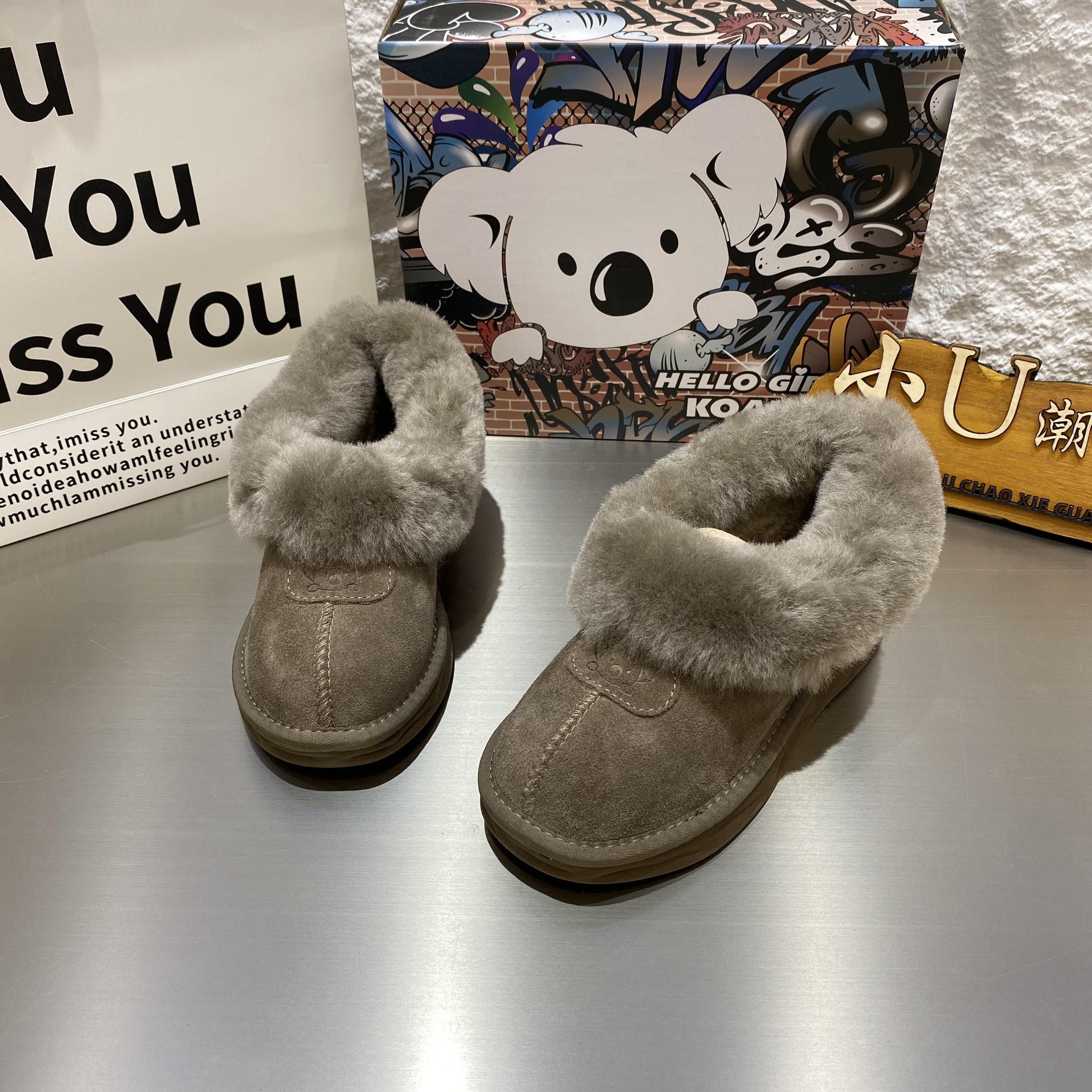 考拉小熊雪地靴1871羊毛口外翻包子和尚豆豆浅口雪地棉女初冬,淘宝优惠券,粉丝福利购,淘宝优惠卷