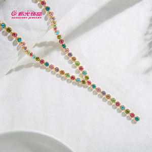 新光饰品单排璀璨彩虹项链ins小众设计感毛衣链气质优雅网红同款