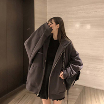 cec grey plus suede necropolis women 2022 new European station easy to dont even cap in a cardiovert jacket long version