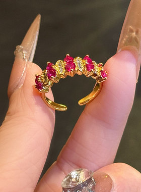 簪花阁◆红宝石开口可调节戒指女