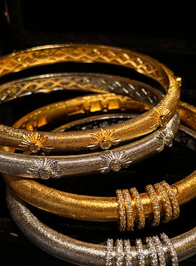 如愿◆古典新中式手镯布契拉丝雕工金色古法手环手链新中式高级感