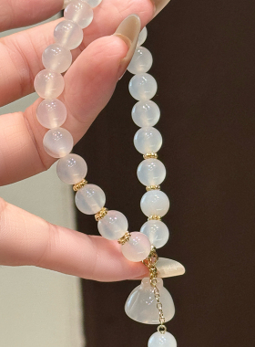 荔枝冻◆月光白手链手串莲蓬吊坠饰品串珠闺蜜女友生日七夕礼物