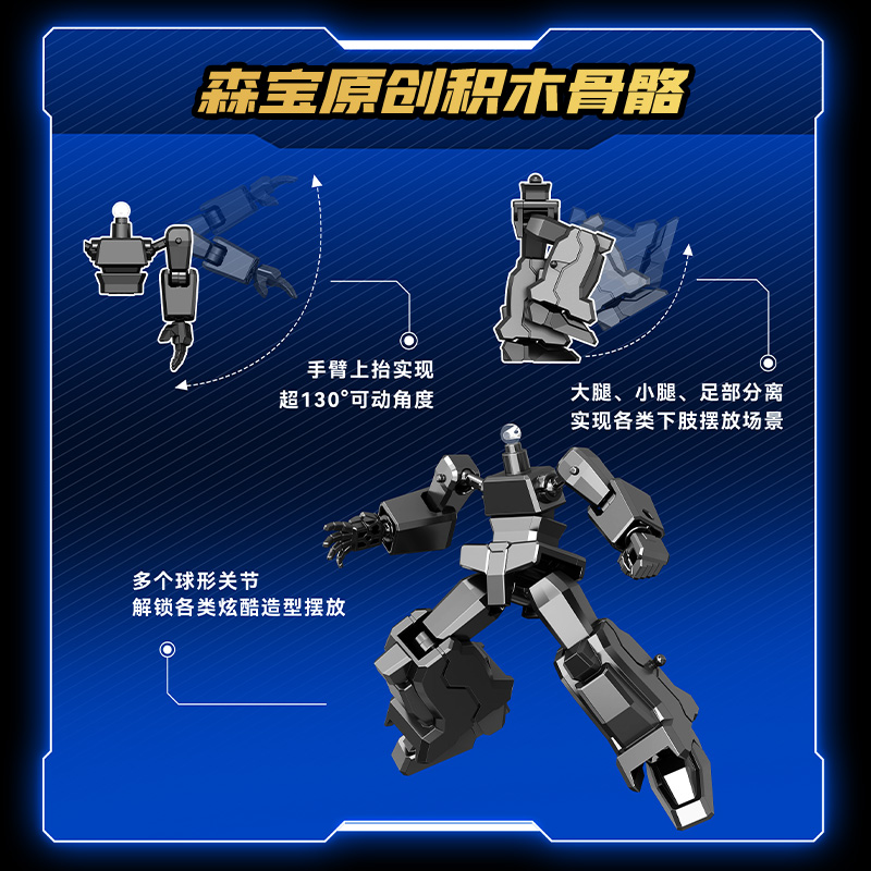 【新品】森宝积木英雄炫卡斗士玩具炫蓝闪电变形机器人盲盒积木人