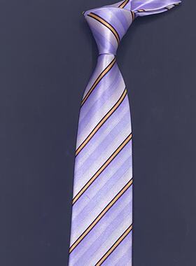 领带男正装商务条纹淡紫色浅紫粉紫点手打款8CM10CM职业结婚新郎