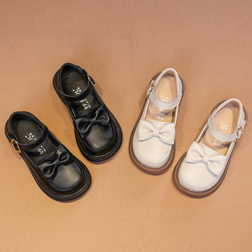 妙趣儿 Осенняя детская обувь для кожаной обуви для девочек, наряд маленькой принцессы, из натуральной кожи, мягкая подошва