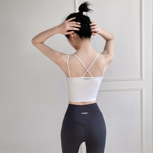 运动内衣女跑步防震防下垂高强度健身文胸美背背心瑜伽服套装 - 图1