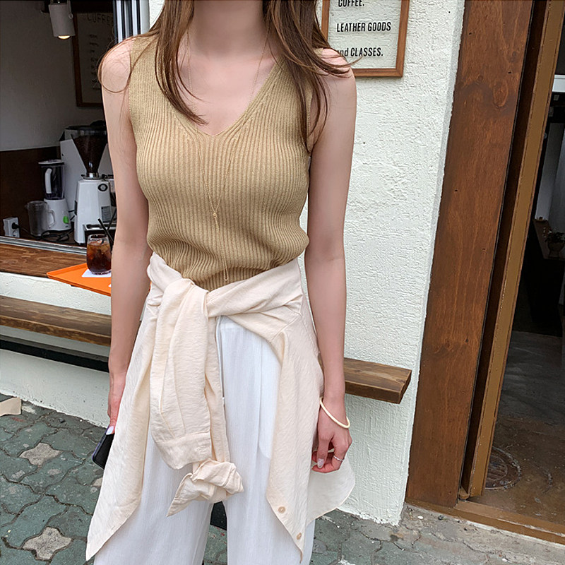 冰丝针织v领吊带女夏内搭潮打底衫 少媞背心吊带