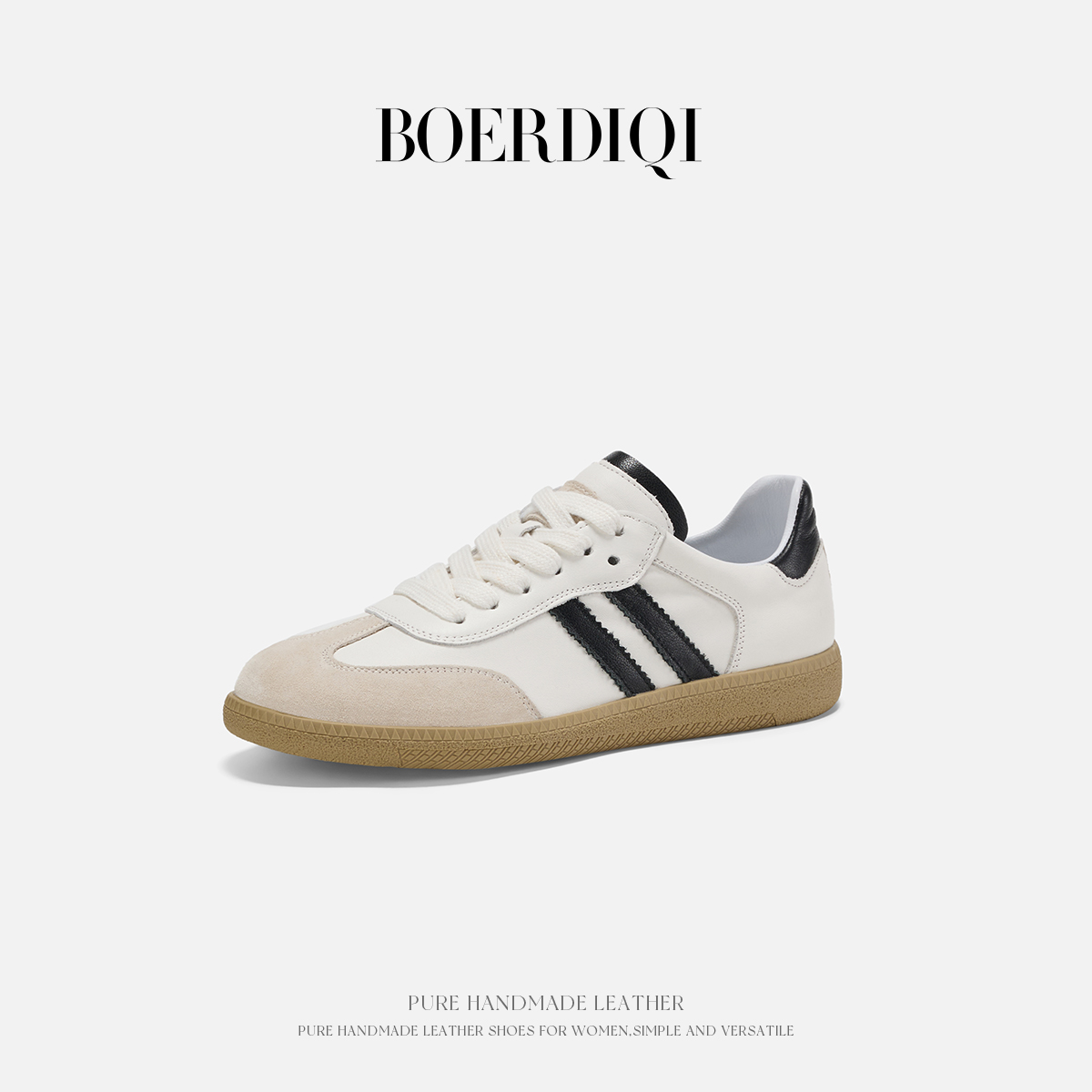 【博主推荐】经典真皮德训鞋女2025新款秋百搭单鞋系带显瘦通勤鞋 - 图0