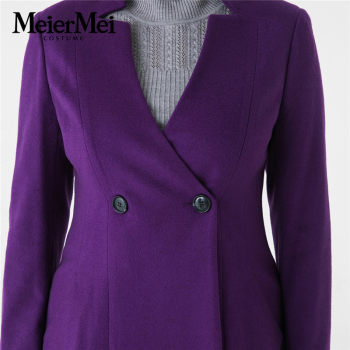 Rose beauty fashion temperament slim mid-length woolen coat brand counter ເສື້ອຍືດແຂນຍາວສອງດ້ານ