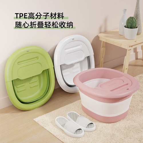 可折叠泡脚桶家用便携按摩养生足浴盆加高深过小腿冬季保温洗脚盆-图2