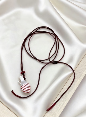 复古多彩珐琅陶罐吊坠项链民族风