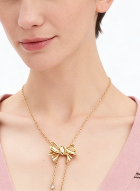 新中式做旧蝴蝶结流苏项链背有标