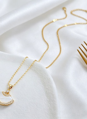 天然贝壳扇形小裙子项链高保色