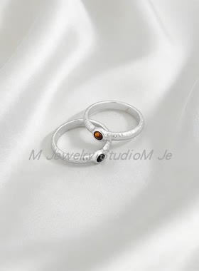 新中式虎眼石肌理磨砂感指环戒指