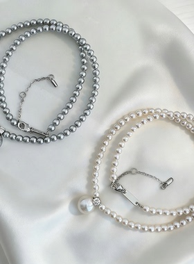 韩国小米珠施家珍珠项链戴妃吊坠