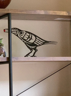 跨境Native Steel Cut Raven with Berry金属乌鸦桌面摆件吉祥鸟