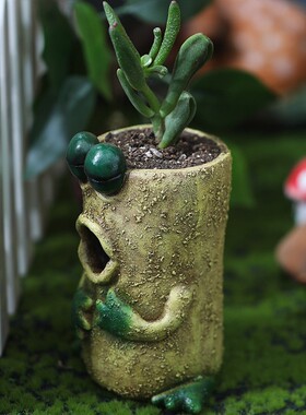 新品热卖解压青蛙表情树脂花盆