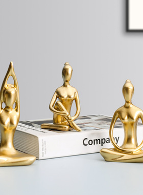 北欧轻奢风客厅玄关瑜伽女孩摆件现代家居创意电视柜酒柜装饰品