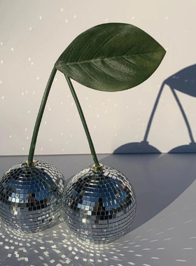 镜面玻璃砖樱桃迪斯科球摆件