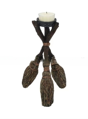 跨境新款 Triple Broomstick Witchcraft Tealight Holde扫帚烛台