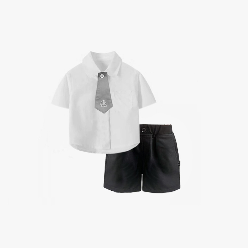 男童生日礼服宝宝抓周周岁礼服领带衬衣英伦风小绅士服西装短裤 - 图3