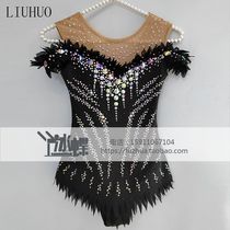LIUHUO Artistic Gymnastics Suit La Gymnastics Competition Clothing Arena Gymnastics Performance Suit Women Children Black BD1647