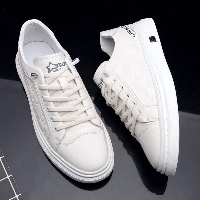 男鞋头层牛皮新款透气小白鞋百搭潮流运动板鞋男士真皮软底休闲鞋 - 图3