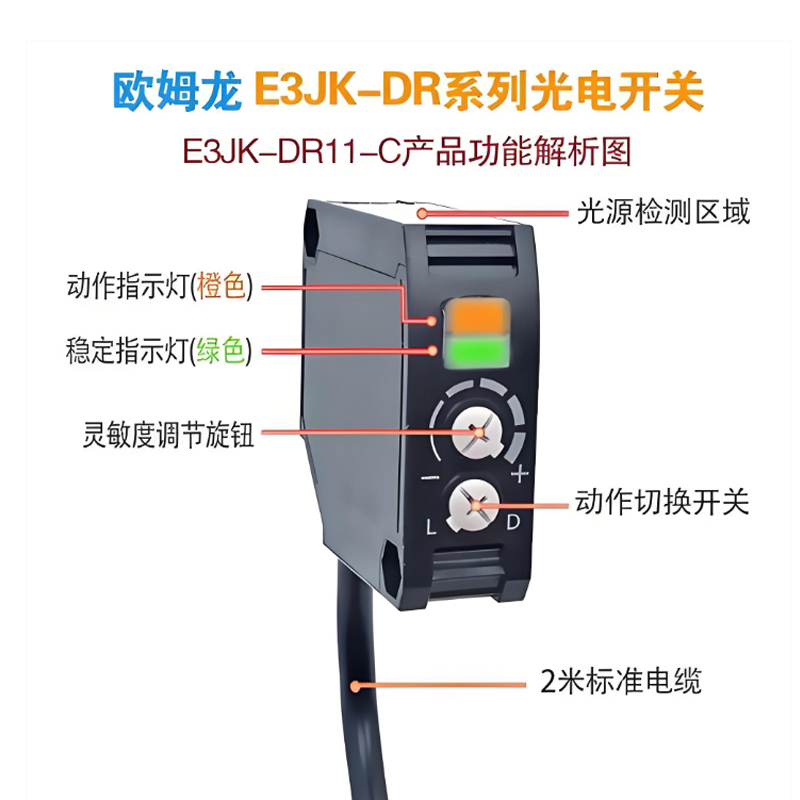 欧姆龙光电开关E3JK-DR1112 TR1112 TP1112DP1112R4M12传感器原装 - 图1