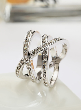 爱依依立体交叉夸张戒指女网戒