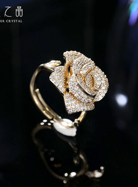 爱依依玫瑰花食指戒指女轻奢指环