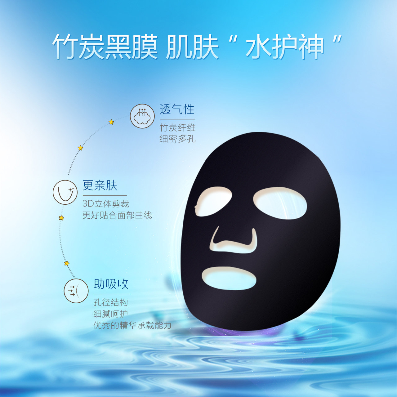 小迷糊少女肌密黑面膜补水清洁面膜 小迷糊家美贴片面膜