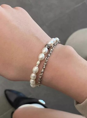 叠戴手链AARONX天然珍珠