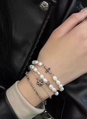 手链AARONX天然珍珠法式设计感众