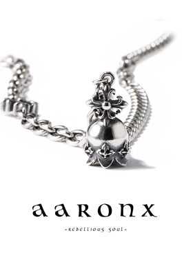 AARONX设计师原创铃兰925纯银做旧叠戴百搭中世纪风锁骨项链粗款